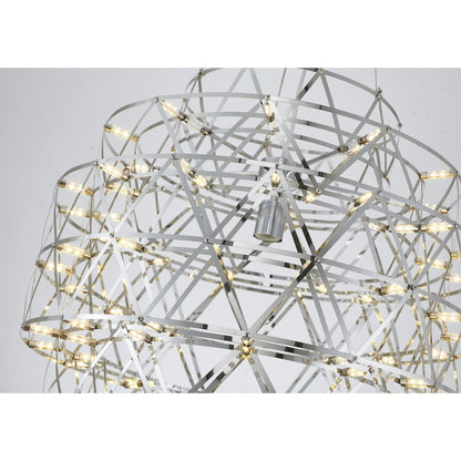 85-Light Dimmable Chrome Stainless Steel LED Chandelier in a 5-Tier Design