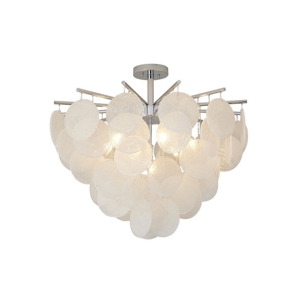 7-Light Chrome Chandelier With Frosted Glass
