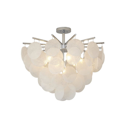 7-Light Chrome Chandelier With Frosted Glass