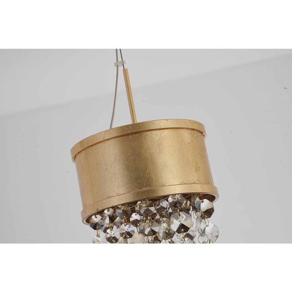 1-Light Gold LED Single Pendant With Clear And Champagne Crystals