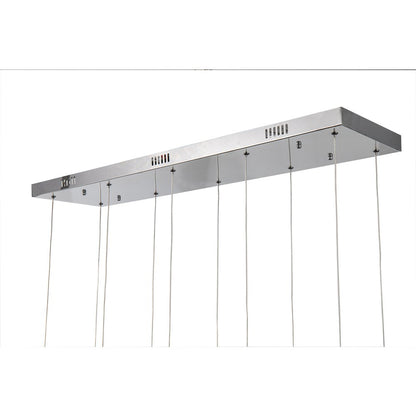 10-Light Chrome LED Chandelier With Clear Crystal Accents
