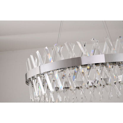 1-Light Chrome dimmable LED chandelier With Clear Crystal Accents
