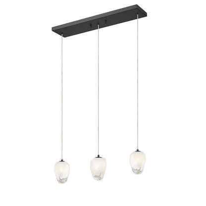 3-Light Black Chandelier With White Glass Shades