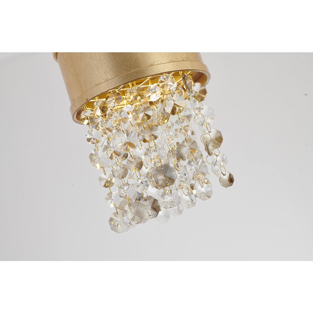 1-Light Gold LED Single Pendant With Clear And Champagne Crystals