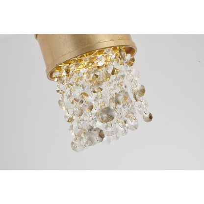 1-Light Gold LED Single Pendant With Clear And Champagne Crystals