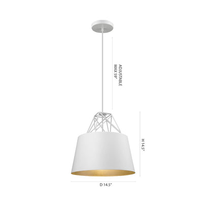 1-Light White Shade With Silver Interior Single Pendant