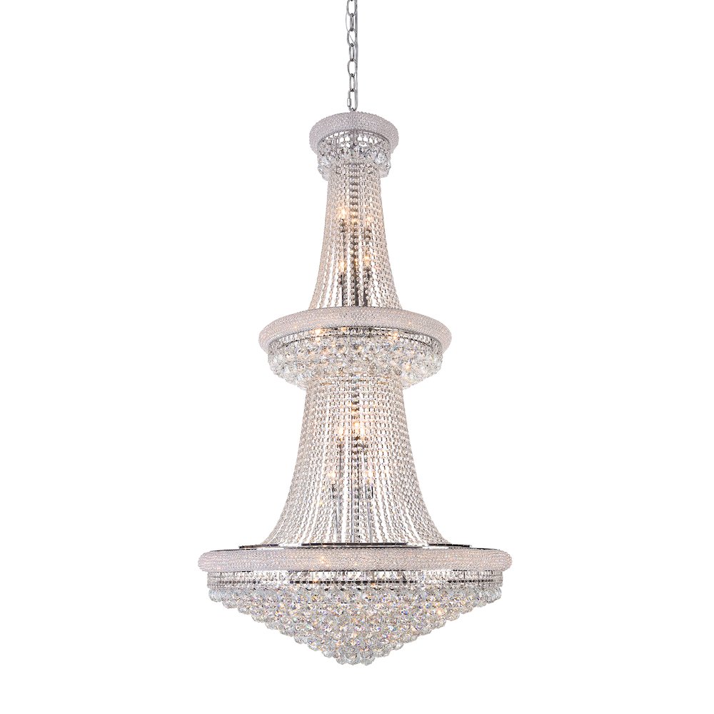 32-Light chrome Chandelier With Clear Crystals