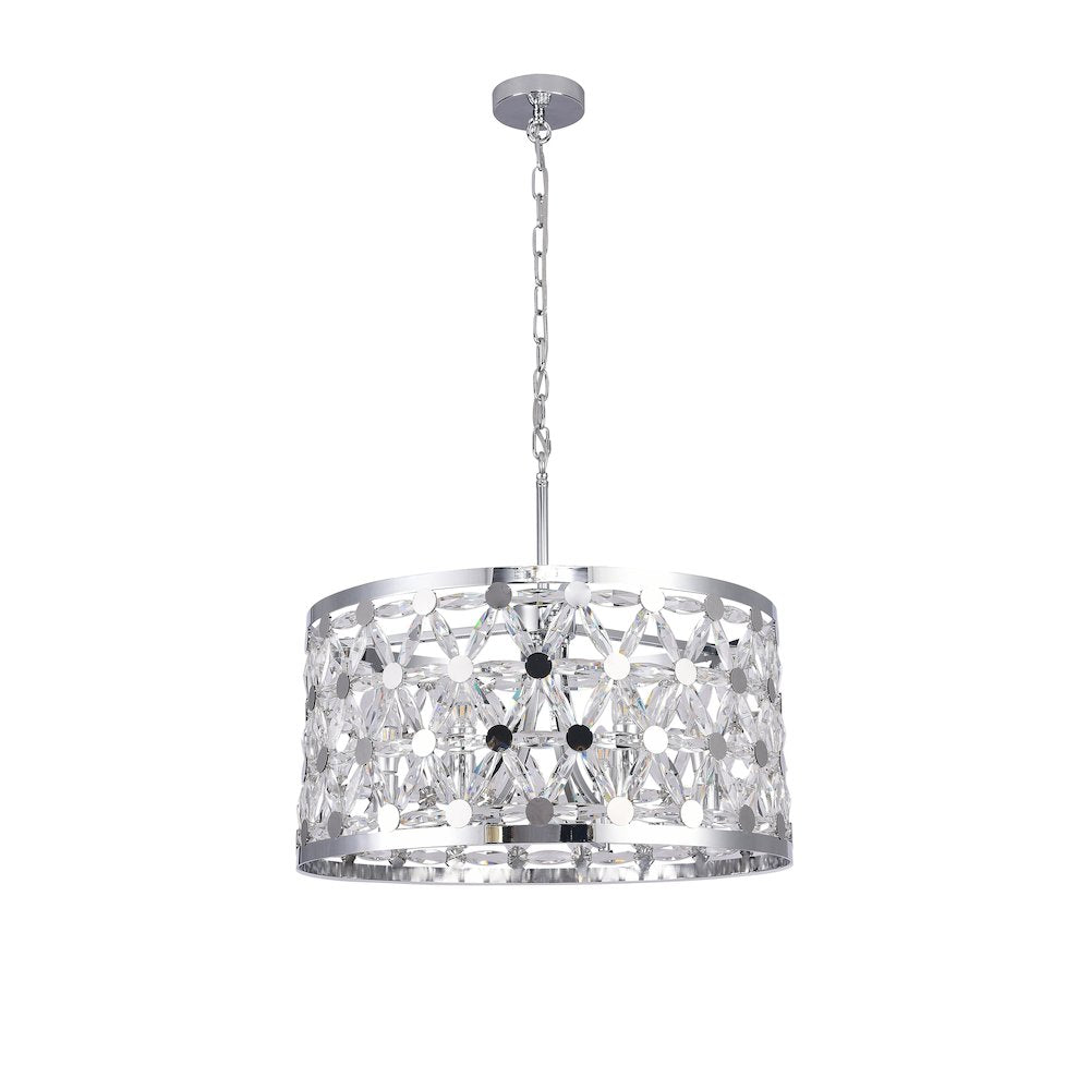 6-Light Chome Chandelier With Clear Crystal Star Detailing