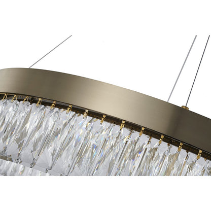 1-Light Gold LED Chandelier With Clear Crystal Accents