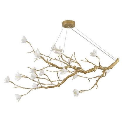 18-Light Brass Copper Chandelier With White Ceramic Shades