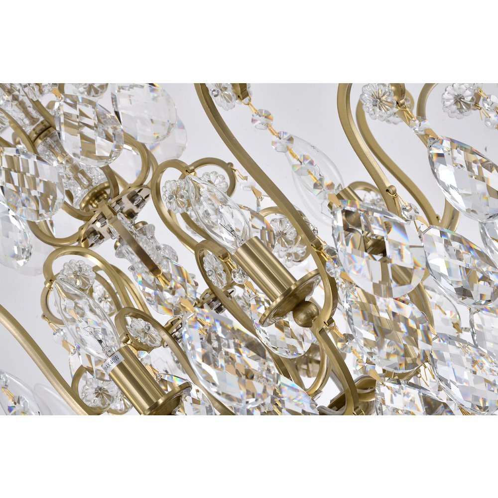 8-Light Antique Brass Chandelier With Clear Crystals