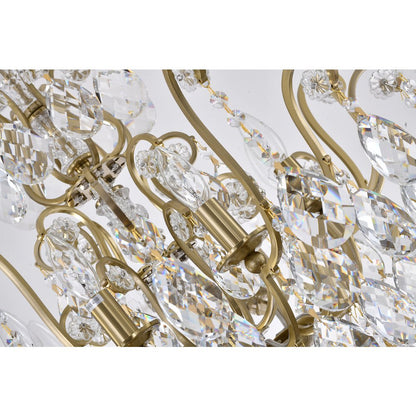8-Light Antique Brass Chandelier With Clear Crystals