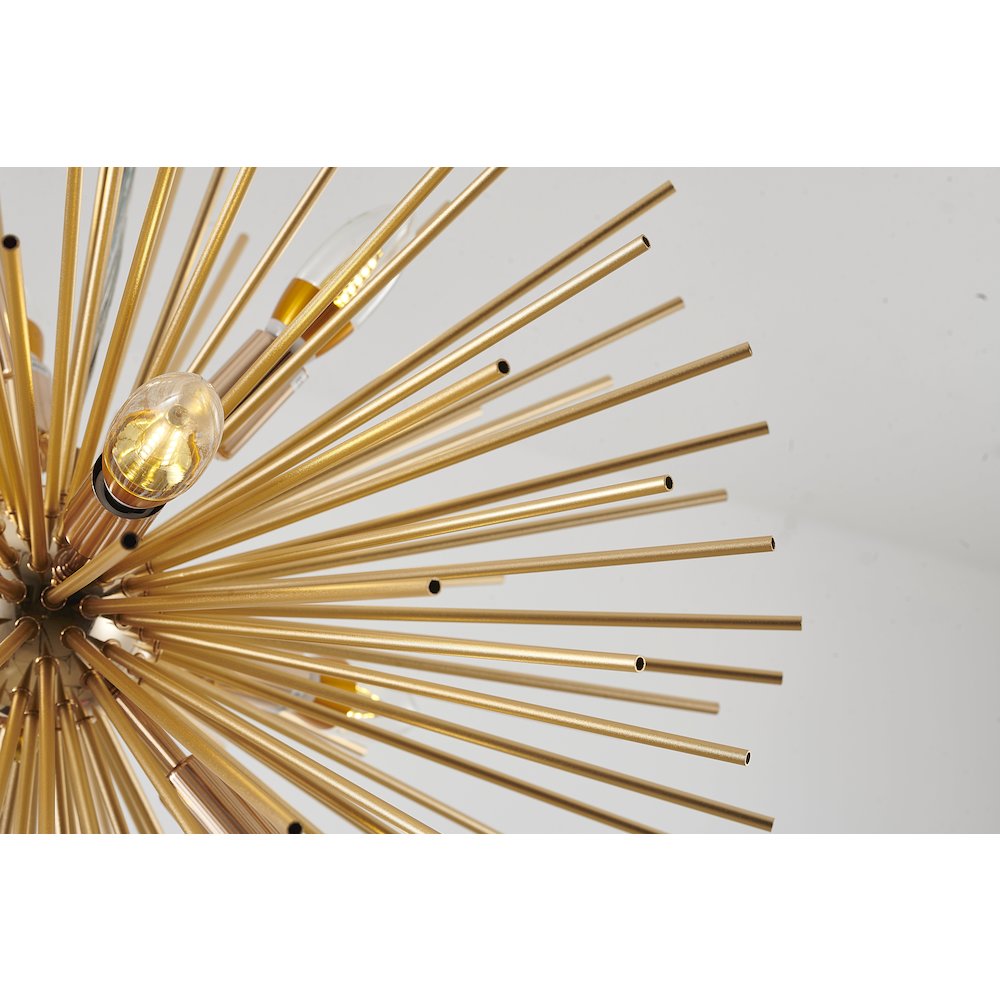 9-Light Gold Iron Chandelier With Aluminum Rods