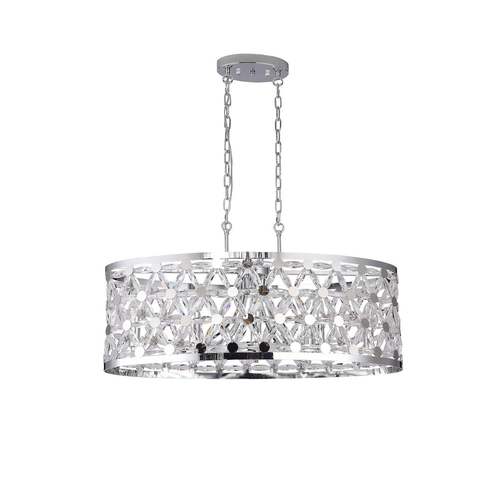 8-Light Chrome OVAL Chandelier With Clear Crystal Star Detailing