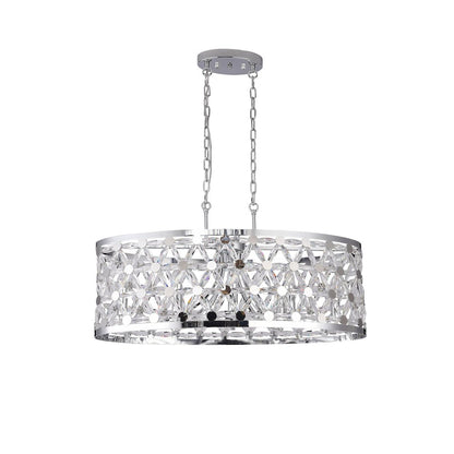 8-Light Chrome OVAL Chandelier With Clear Crystal Star Detailing