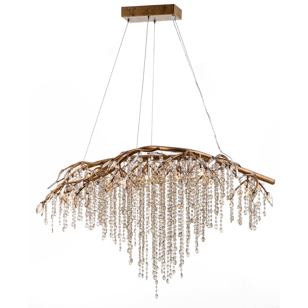 10-Light Gold Chandelier With Champagne Crystal Accents