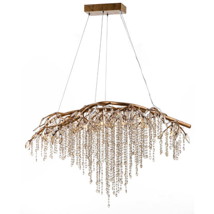 10-Light Gold Chandelier With Champagne Crystal Accents