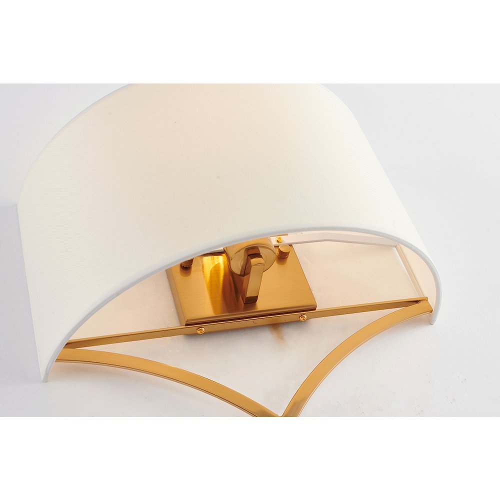 1-Light Antique Brass Metal Wall Sconce With A Fabric Black Shade
