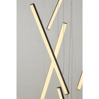 12-Light Satin Black Metal LED Chandelier With White Acrylic Diffusers