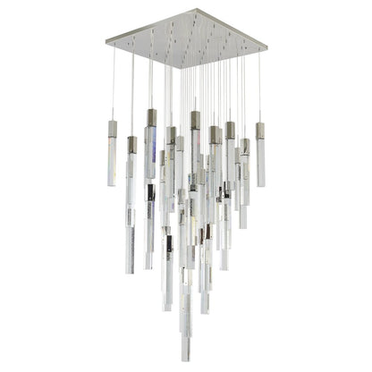 41-Light Chrome Chandelier With Clear Bubble Crystals