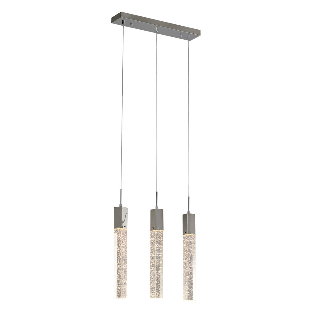 3-Light Chrome Island Lighting With A Clear Bubble Crystal