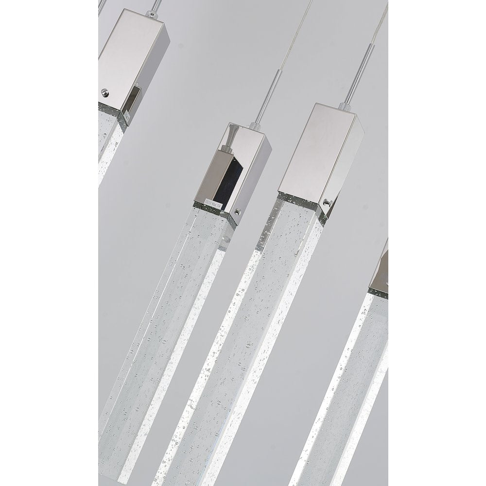 7-Light Chrome Island Lighting With A Clear Bubble Crystal