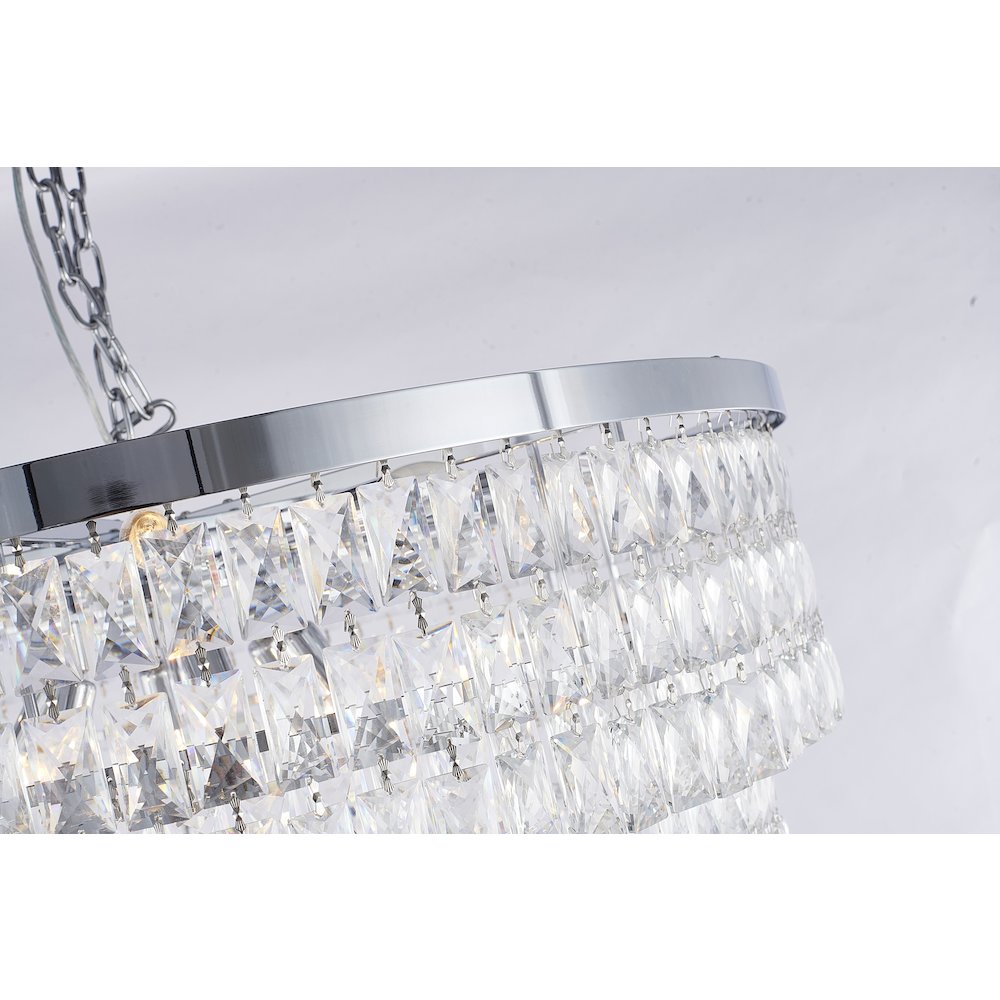 30-Light Chrome Chandelier With Clear Crystals