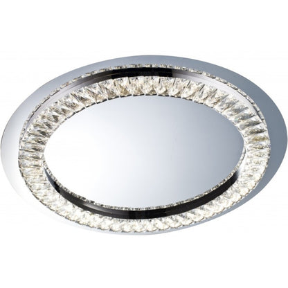 1-Light Chrome Stainless Steel LED Flush Mount With Clear Crystals