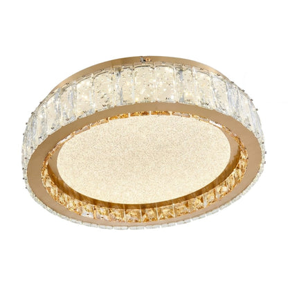 1-Light Brass Stainless Steel LED Flush Mount With Clear Crystals