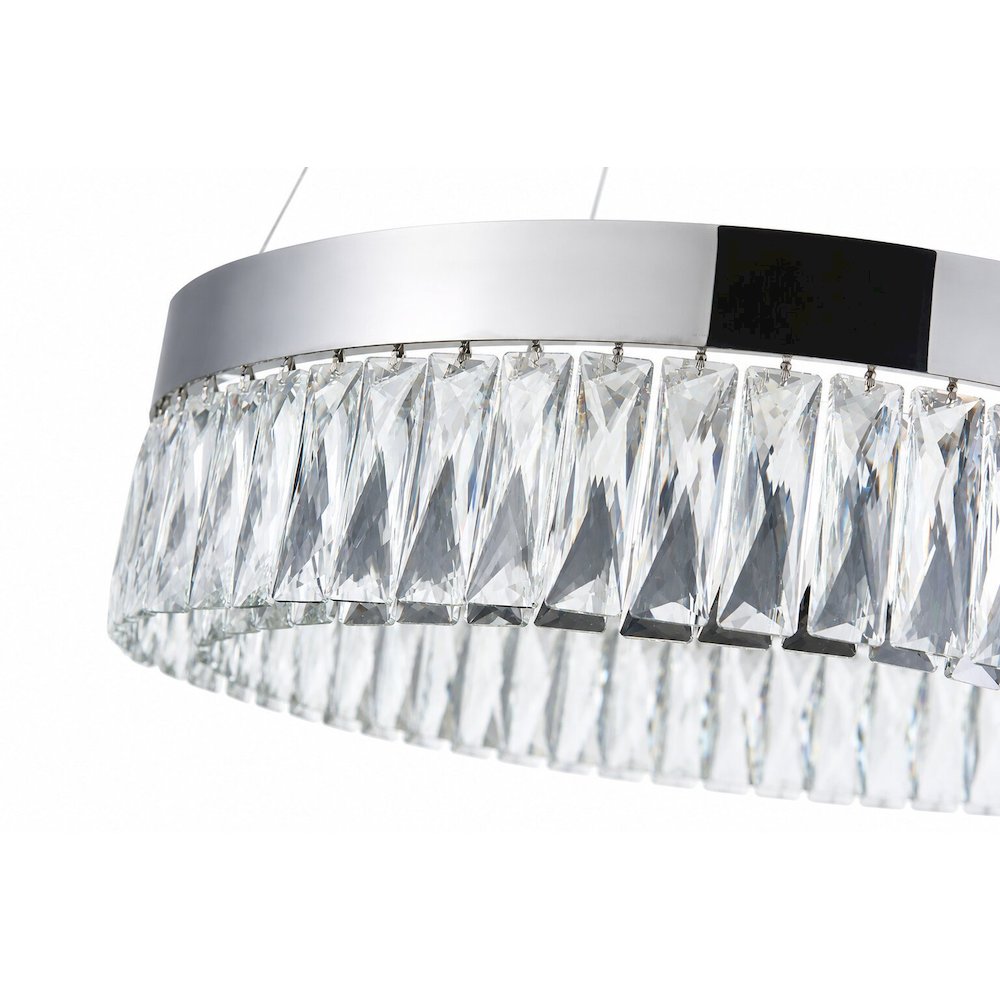 1-Light Chrome LED Chandelier With Clear Crystal Accents