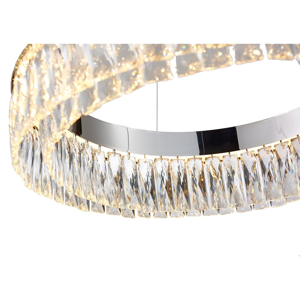1-Light Chrome LED Chandelier With Clear Crystal Accents