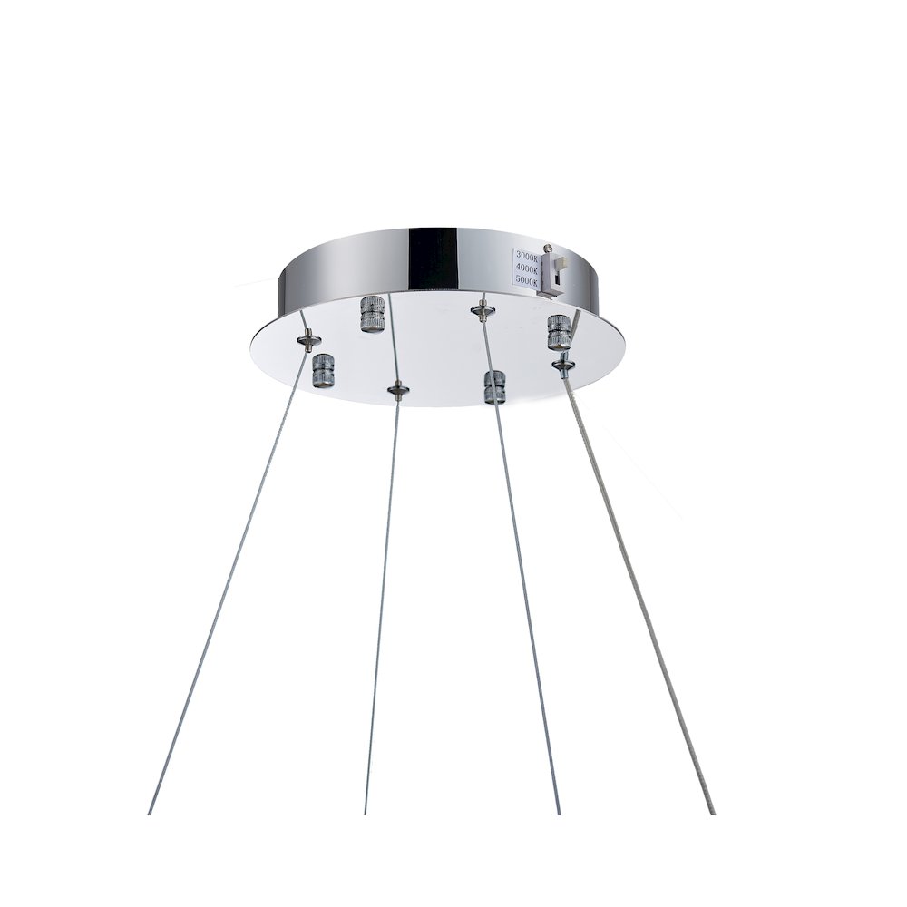 1-Light Chrome LED Chandelier With Clear Crystal Accents