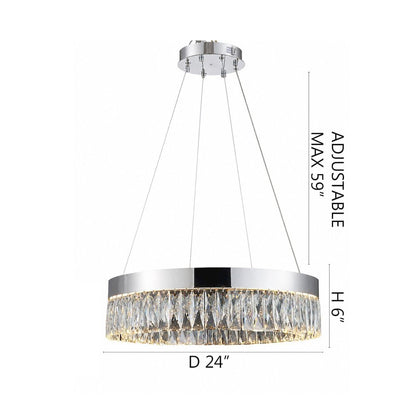 1-Light Chrome LED Chandelier With Clear Crystal Accents