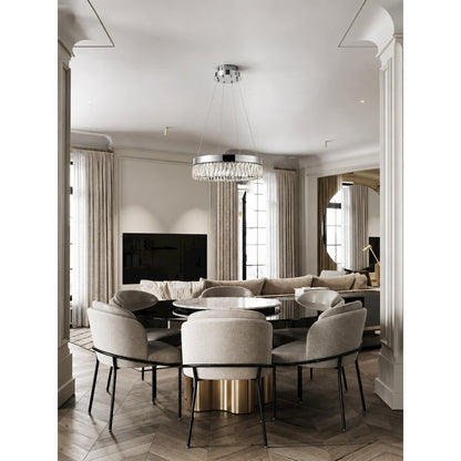 1-Light Chrome LED Chandelier With Clear Crystal Accents