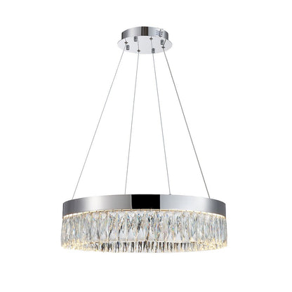 1-Light Chrome LED Chandelier With Clear Crystal Accents
