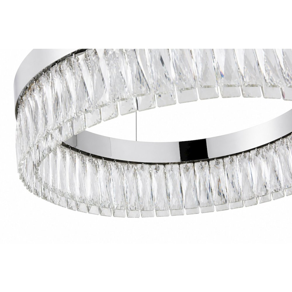 1-Light Chrome LED Chandelier With Clear Crystal Accents