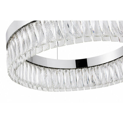 1-Light Chrome LED Chandelier With Clear Crystal Accents