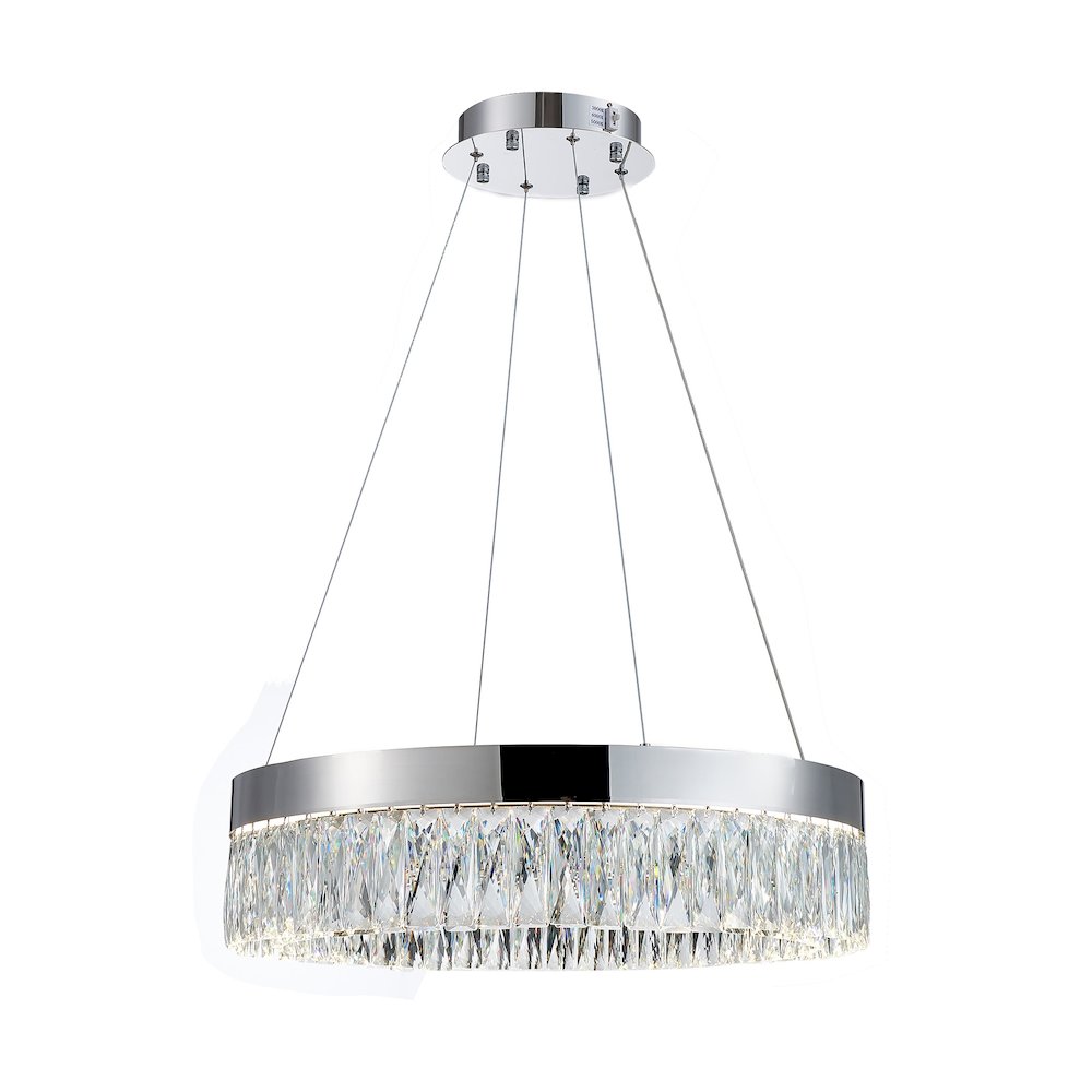 1-Light Chrome LED Chandelier With Clear Crystal Accents