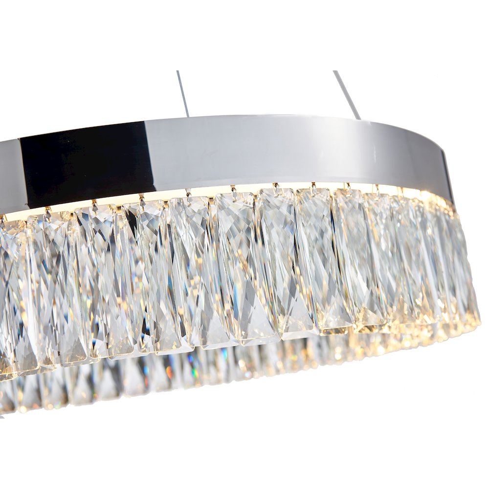 1-Light Chrome LED Chandelier With Clear Crystal Accents
