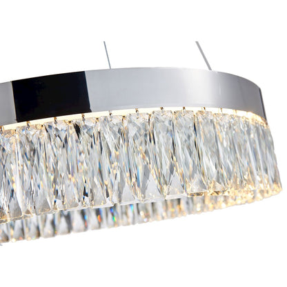 1-Light Chrome LED Chandelier With Clear Crystal Accents