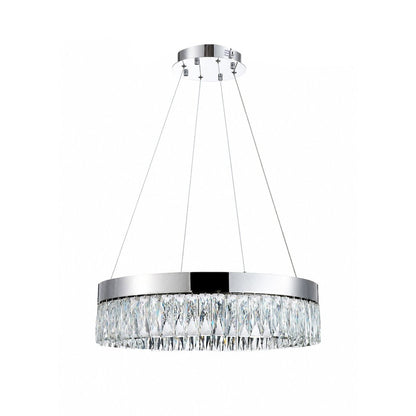 1-Light Chrome LED Chandelier With Clear Crystal Accents