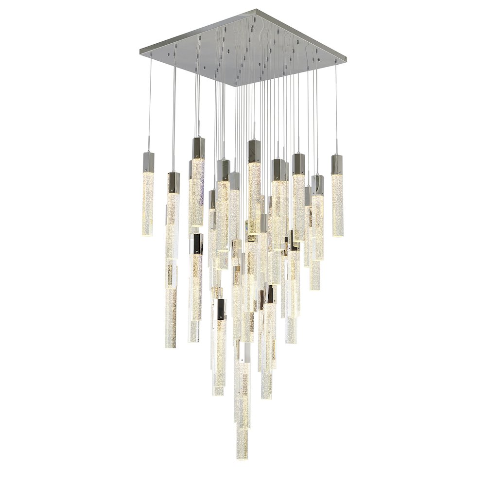41-Light Chrome Chandelier With Clear Bubble Crystals