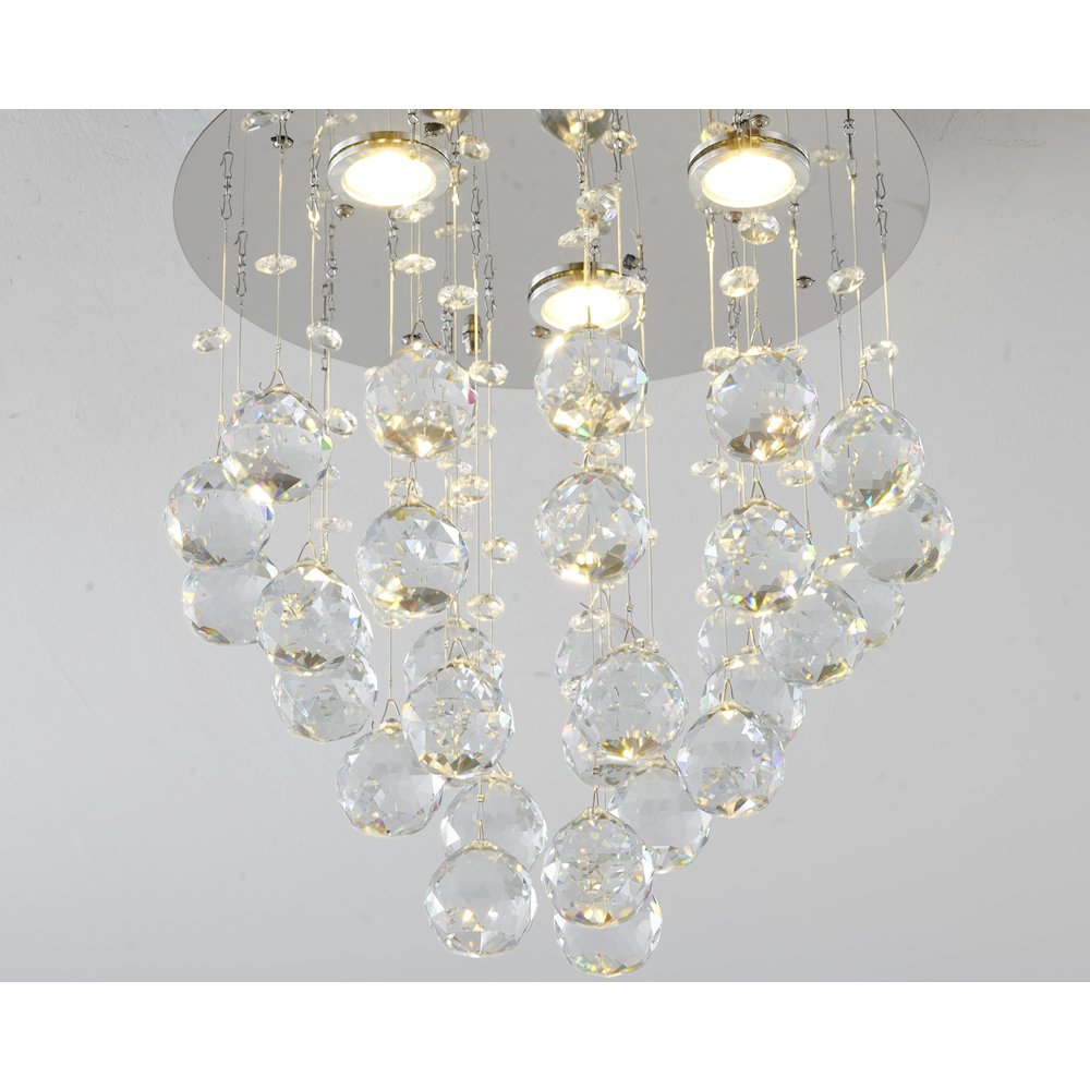 3-Light Chrome Flush Mount With Clear Crystals
