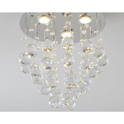3-Light Chrome Flush Mount With Clear Crystals