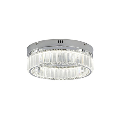 1-Light Chrome Dimmable LED Flush Mount With Clear Crystals