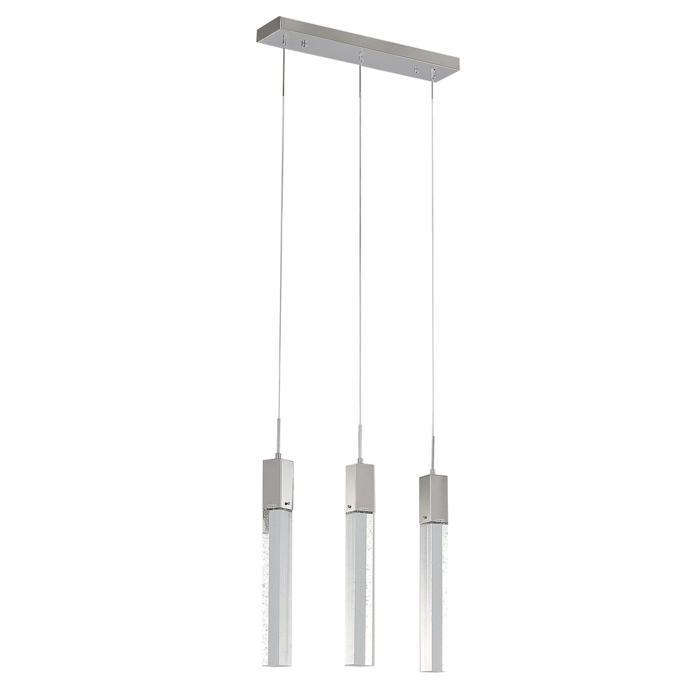 3-Light Chrome Island Lighting With A Clear Bubble Crystal