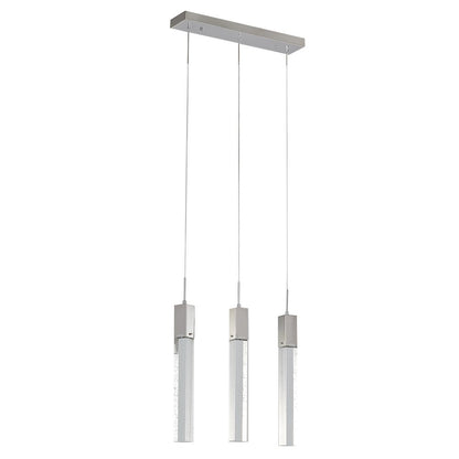 3-Light Chrome Island Lighting With A Clear Bubble Crystal