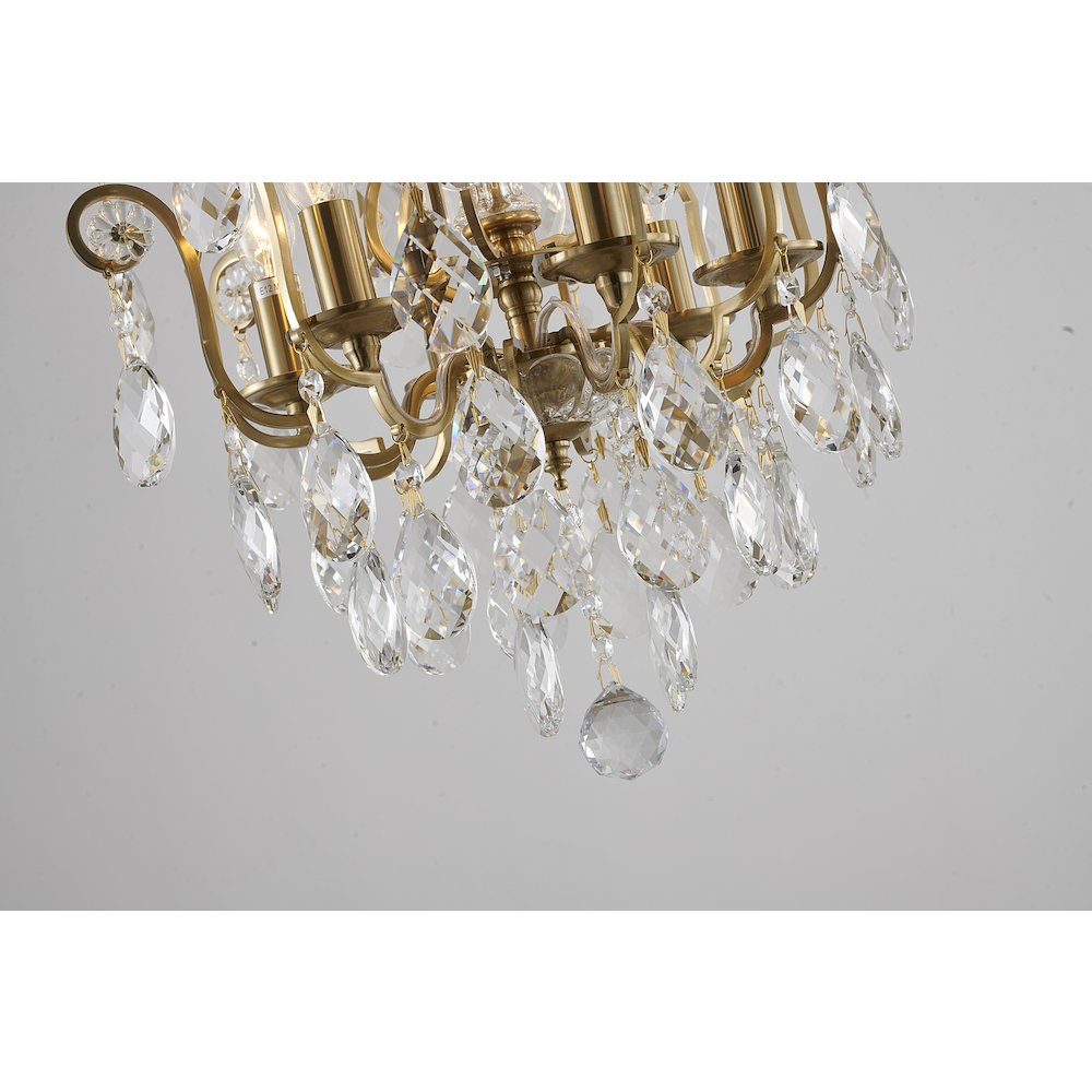 6-Light Antique Brass Chandelier With Clear Crystals