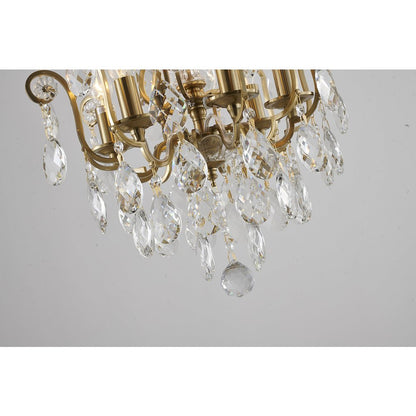6-Light Antique Brass Chandelier With Clear Crystals