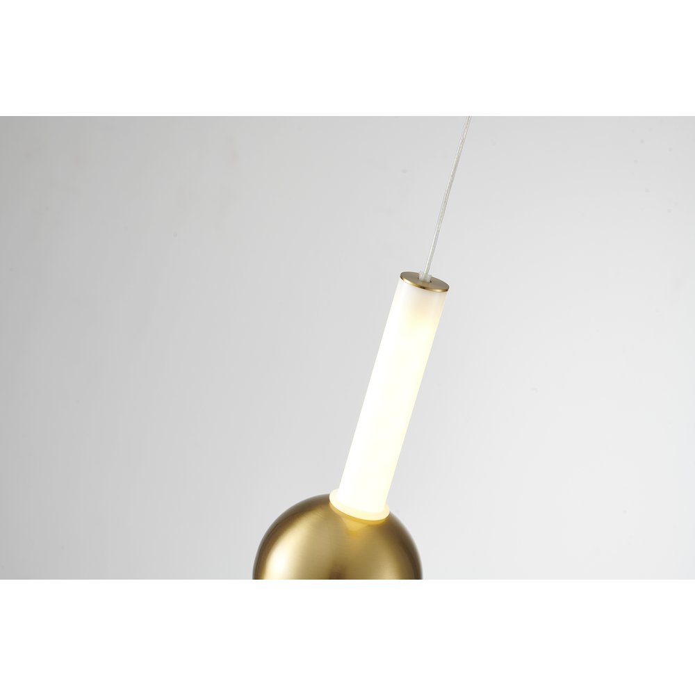 1-Light Gold LED Single Pendant With A White Acrylic Shade